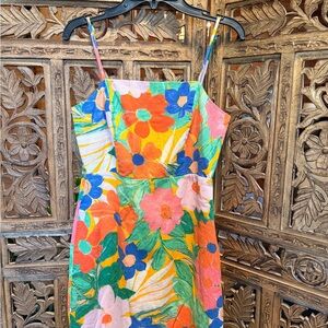 Gianni Bini Orange Dress with Green Trim